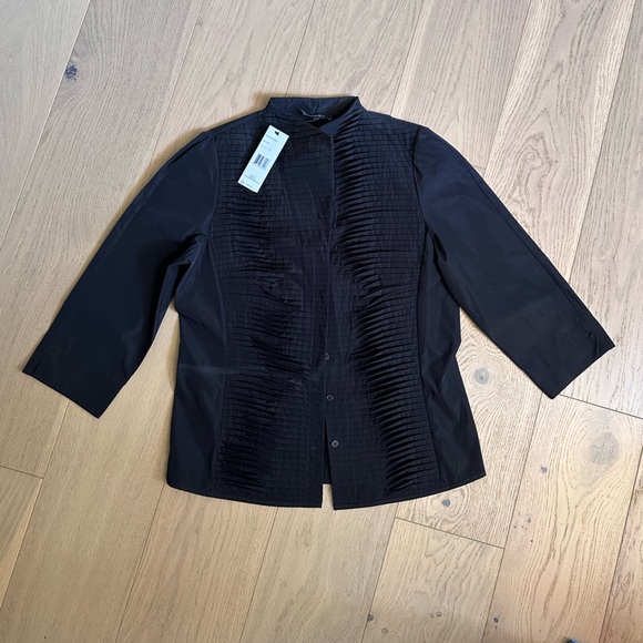 Lafayette 148 pleated Black Button down Shirt - Picture 1 of 4